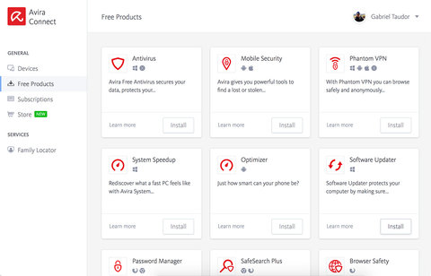 Avira Connect Dashboard Desktop Screenshot