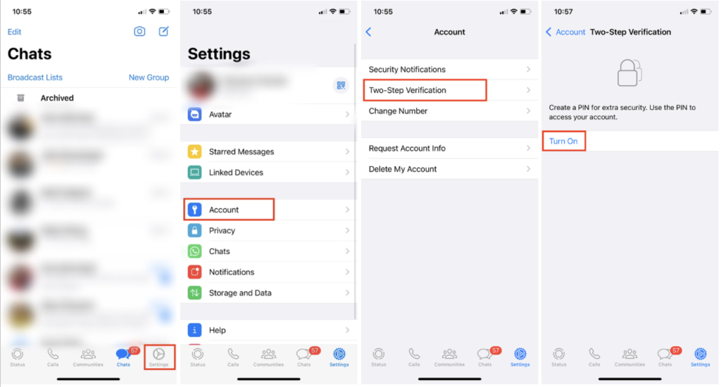 Turn on 2FA in your WhatsApp account